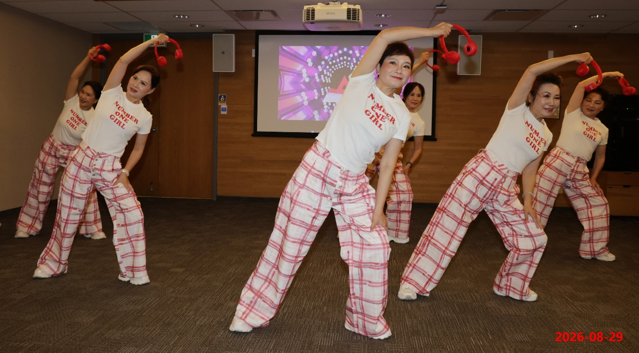 Headphone fashion dance group performance