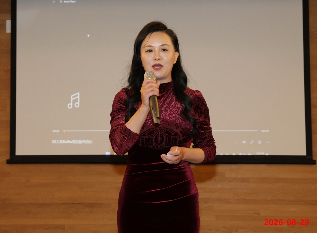 Host Blume Kang opening the arts program